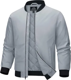 MAGCOMSEN Bomber Jackets for Men Winter Casual Quilted Jacket Warm Windproof Padded Jackets Zip Up Coats