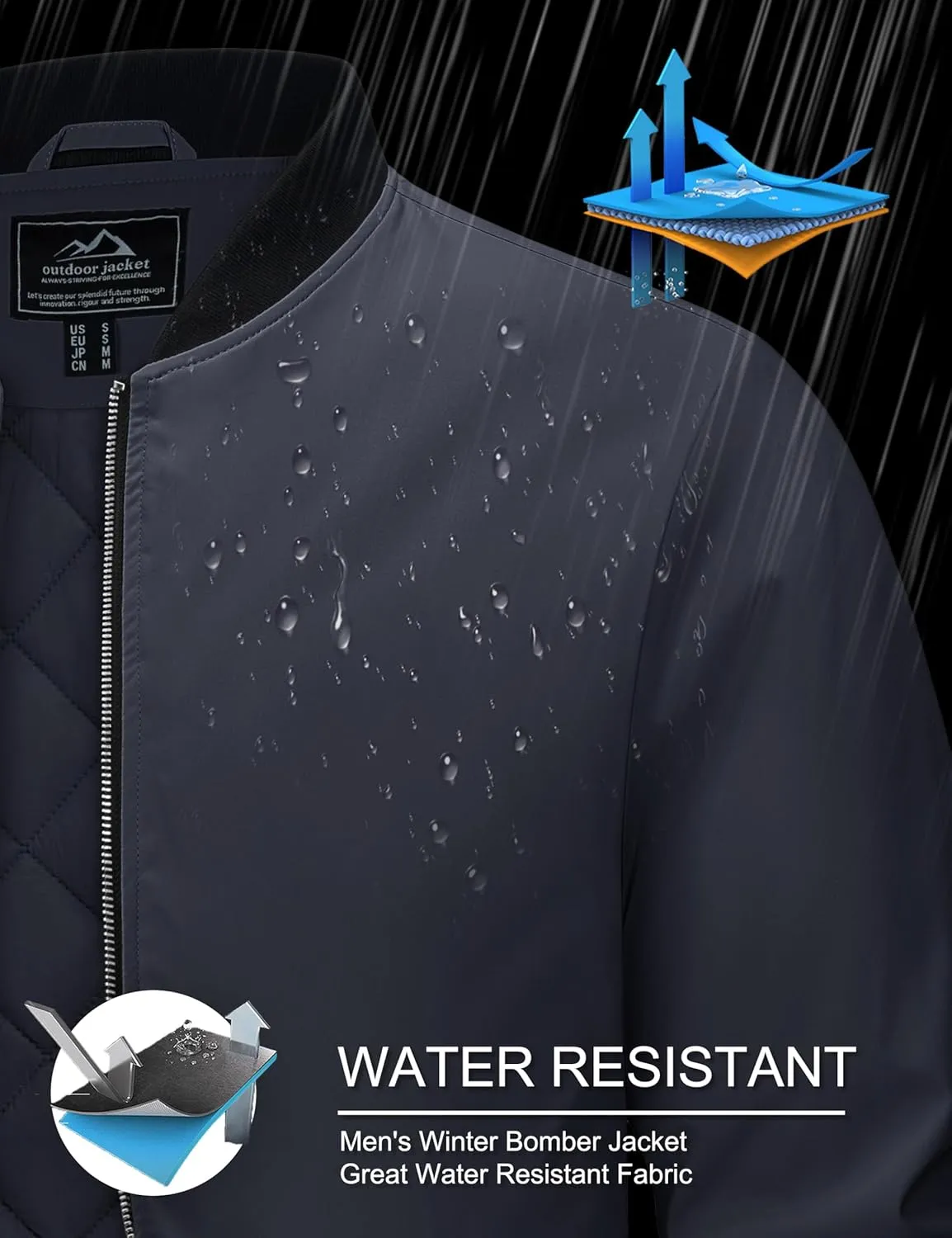 MAGCOMSEN Bomber Jackets for Men Winter Casual Quilted Jacket Warm Windproof Padded Jackets Zip Up Coats