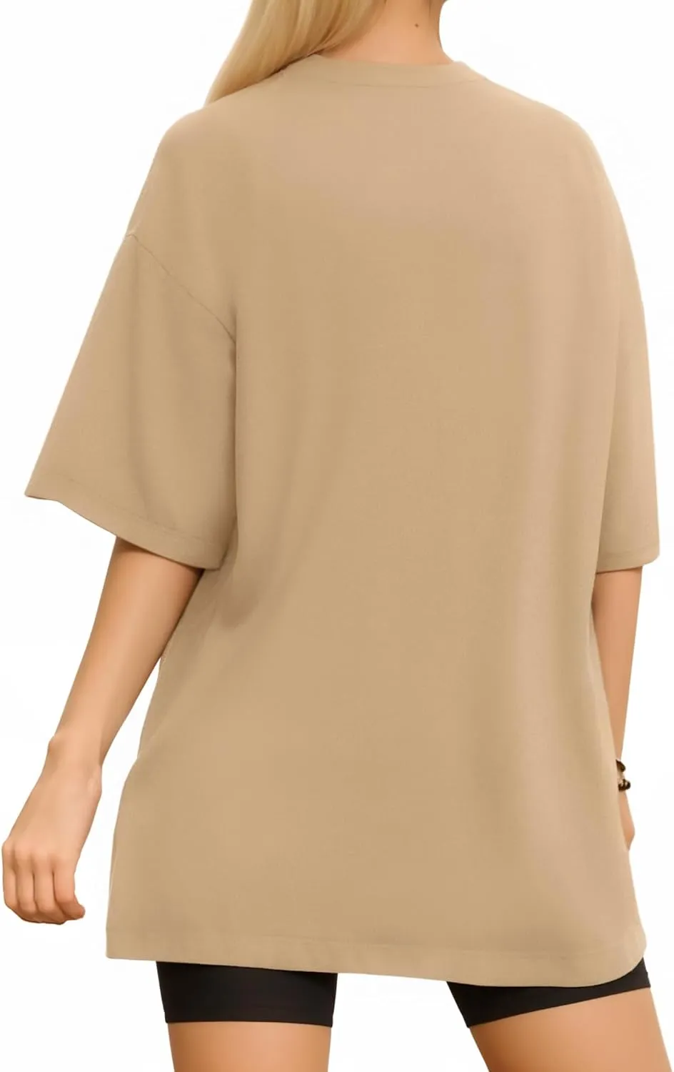 MANGOPOP Women's Oversized T Shirts Short Sleeve Crewneck Loose Fit Tops Summer Basic Tee