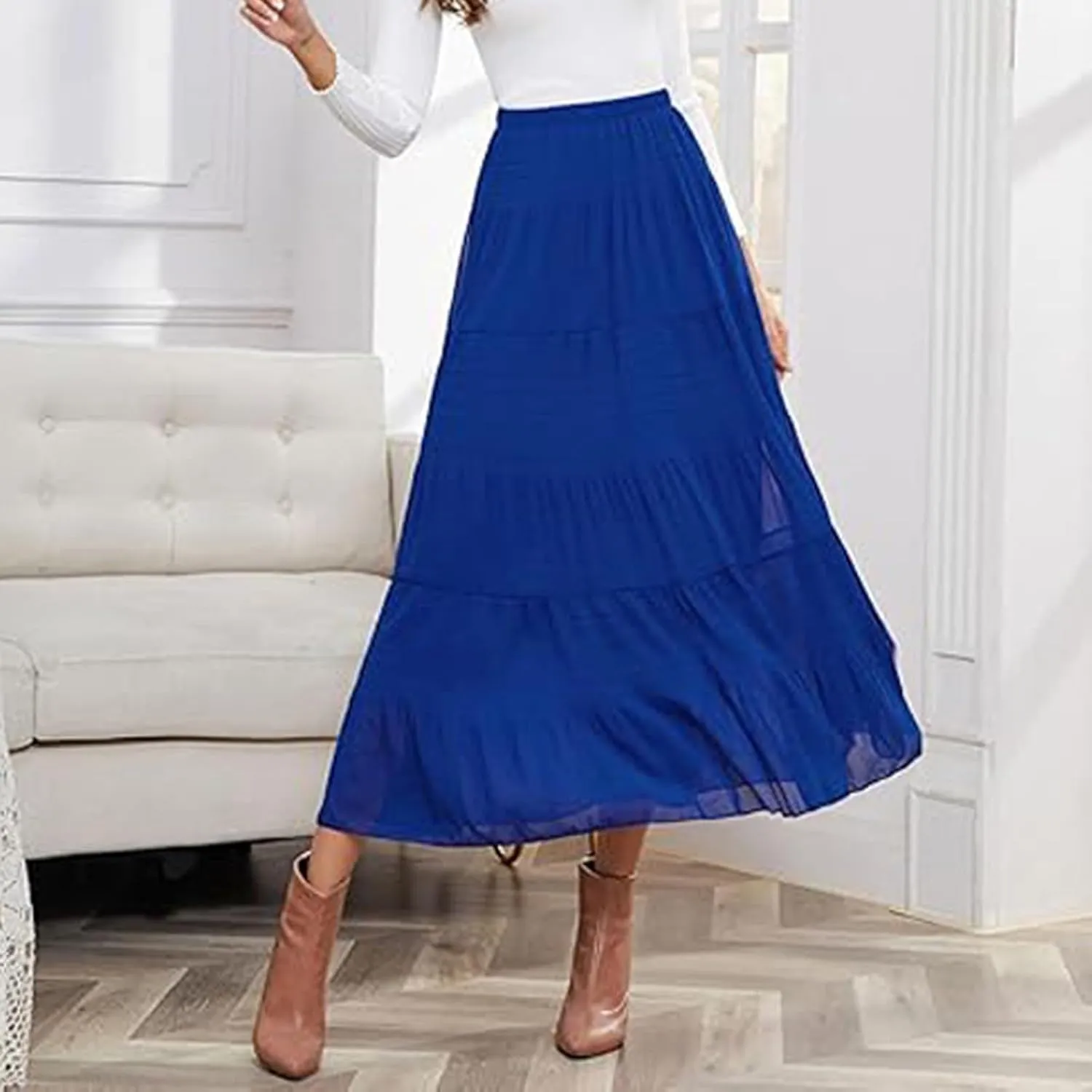 Maternity Skirts for Women High Waist Flowy A-Line Maxi Skirt Comfortable Style