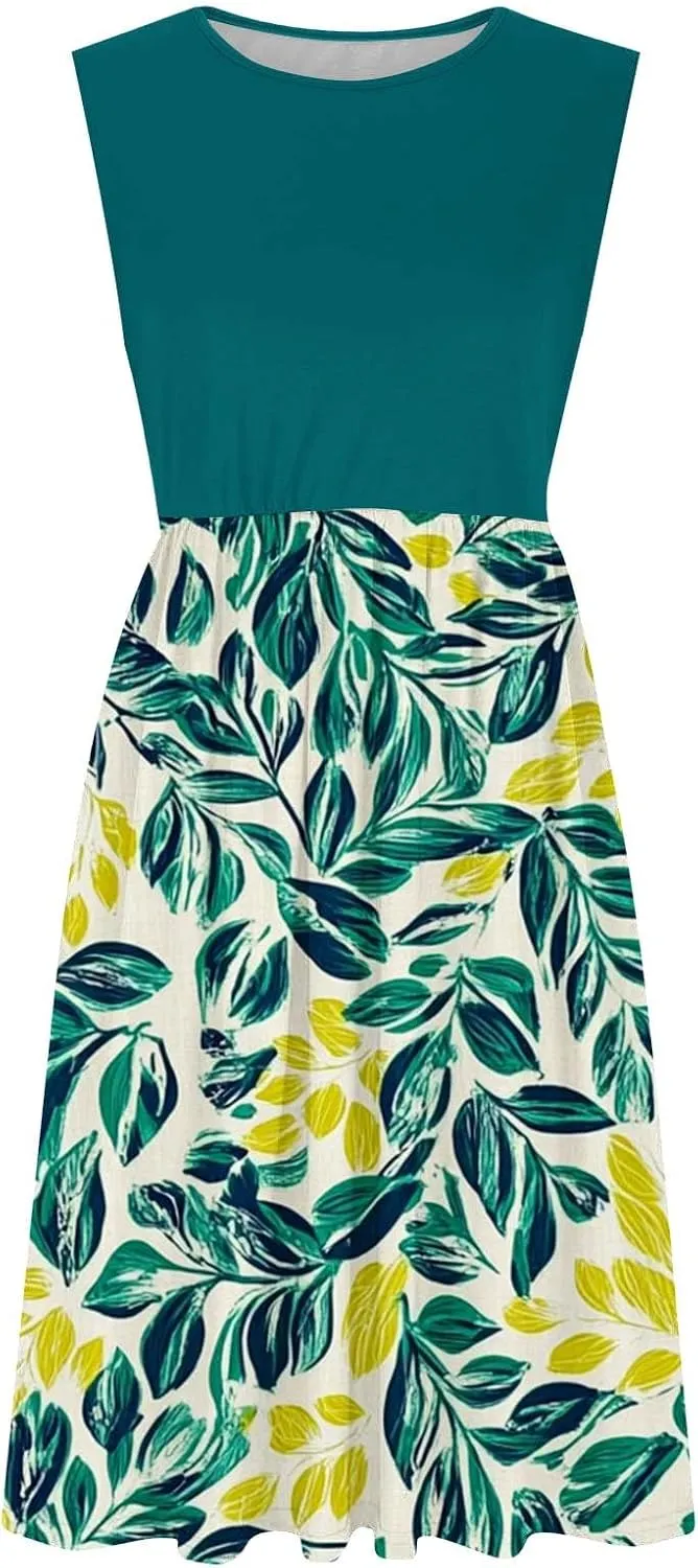 Maxi Dress for Women Sleeveless Vintage Floral Dress Spring Summer Dresses Beach Vacation Sundress Cruise Outfits