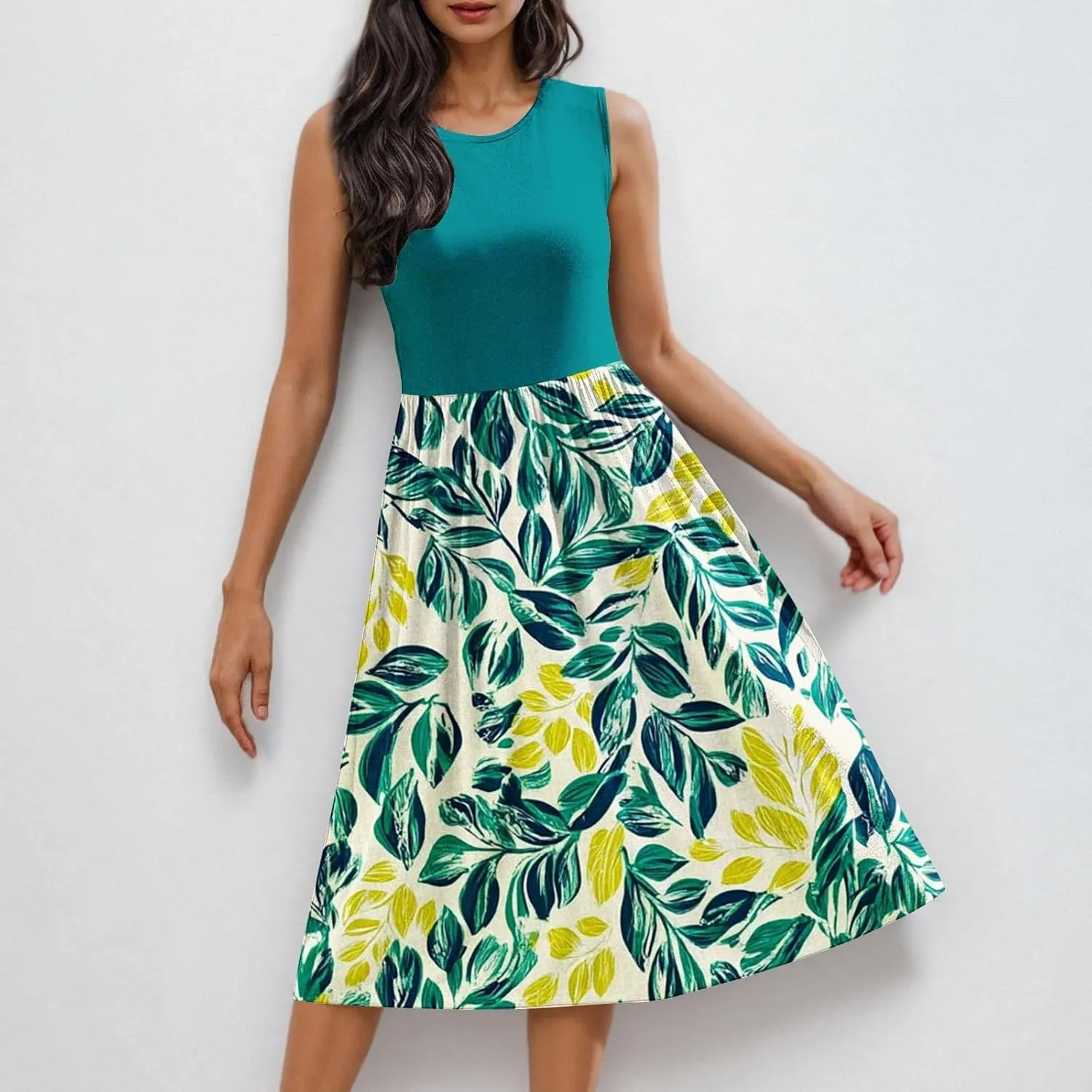 Maxi Dress for Women Sleeveless Vintage Floral Dress Spring Summer Dresses Beach Vacation Sundress Cruise Outfits
