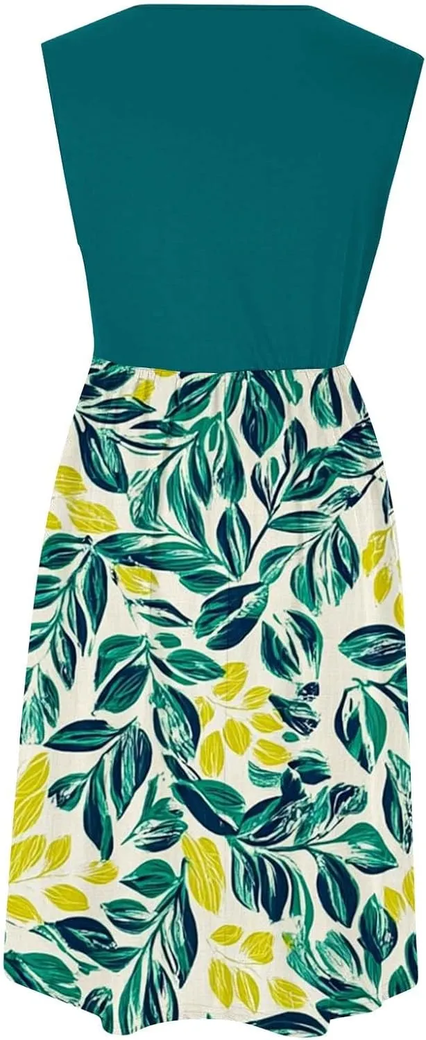 Maxi Dress for Women Sleeveless Vintage Floral Dress Spring Summer Dresses Beach Vacation Sundress Cruise Outfits