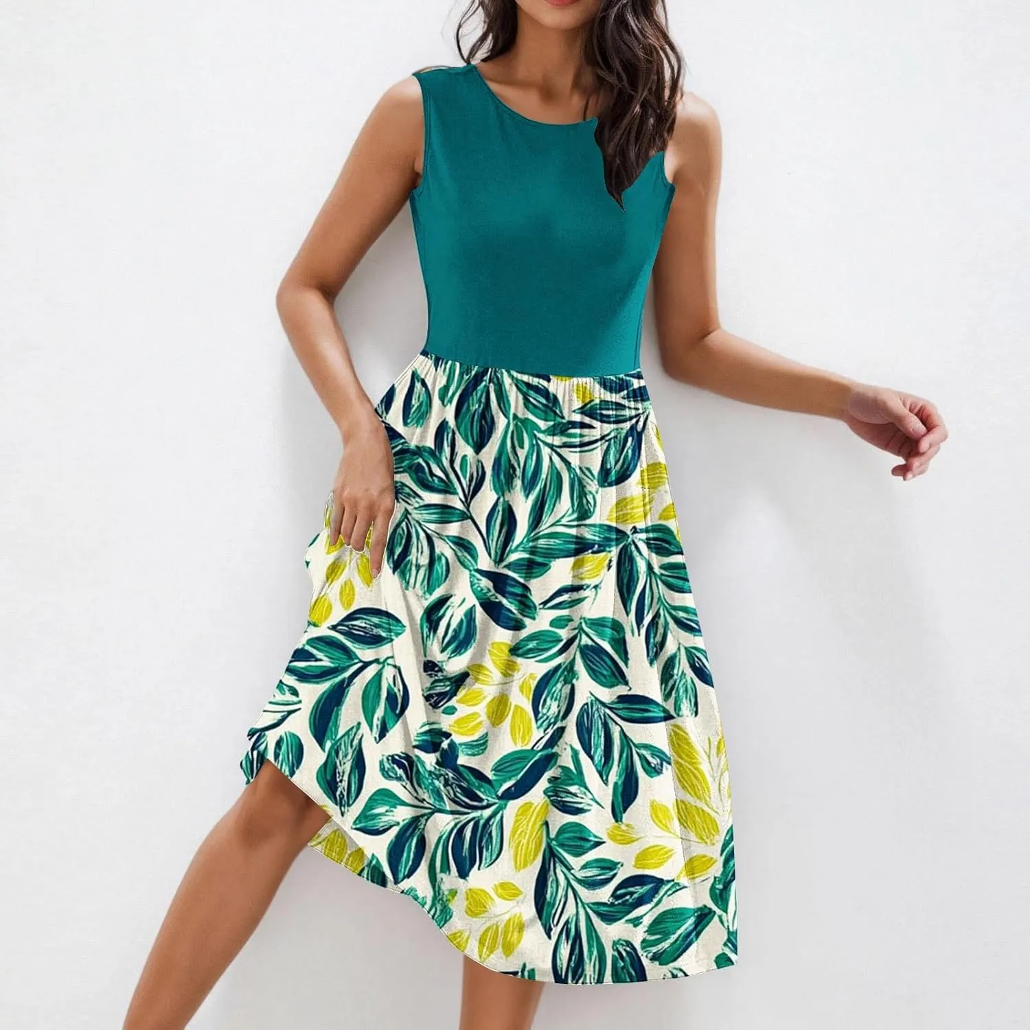 Maxi Dress for Women Sleeveless Vintage Floral Dress Spring Summer Dresses Beach Vacation Sundress Cruise Outfits