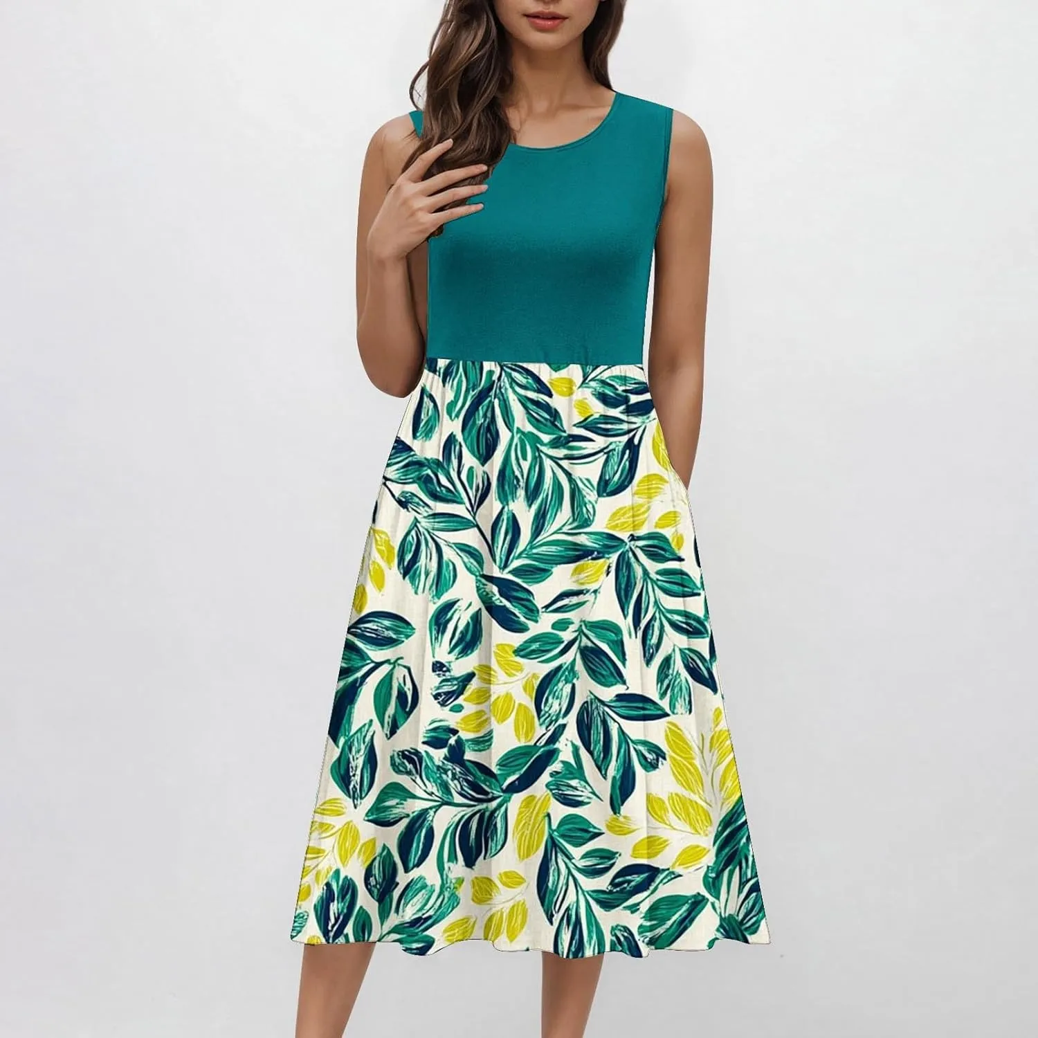 Maxi Dress for Women Sleeveless Vintage Floral Dress Spring Summer Dresses Beach Vacation Sundress Cruise Outfits
