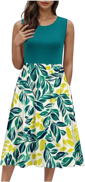 Maxi Dress for Women Sleeveless Vintage Floral Dress Spring Summer Dresses Beach Vacation Sundress Cruise Outfits