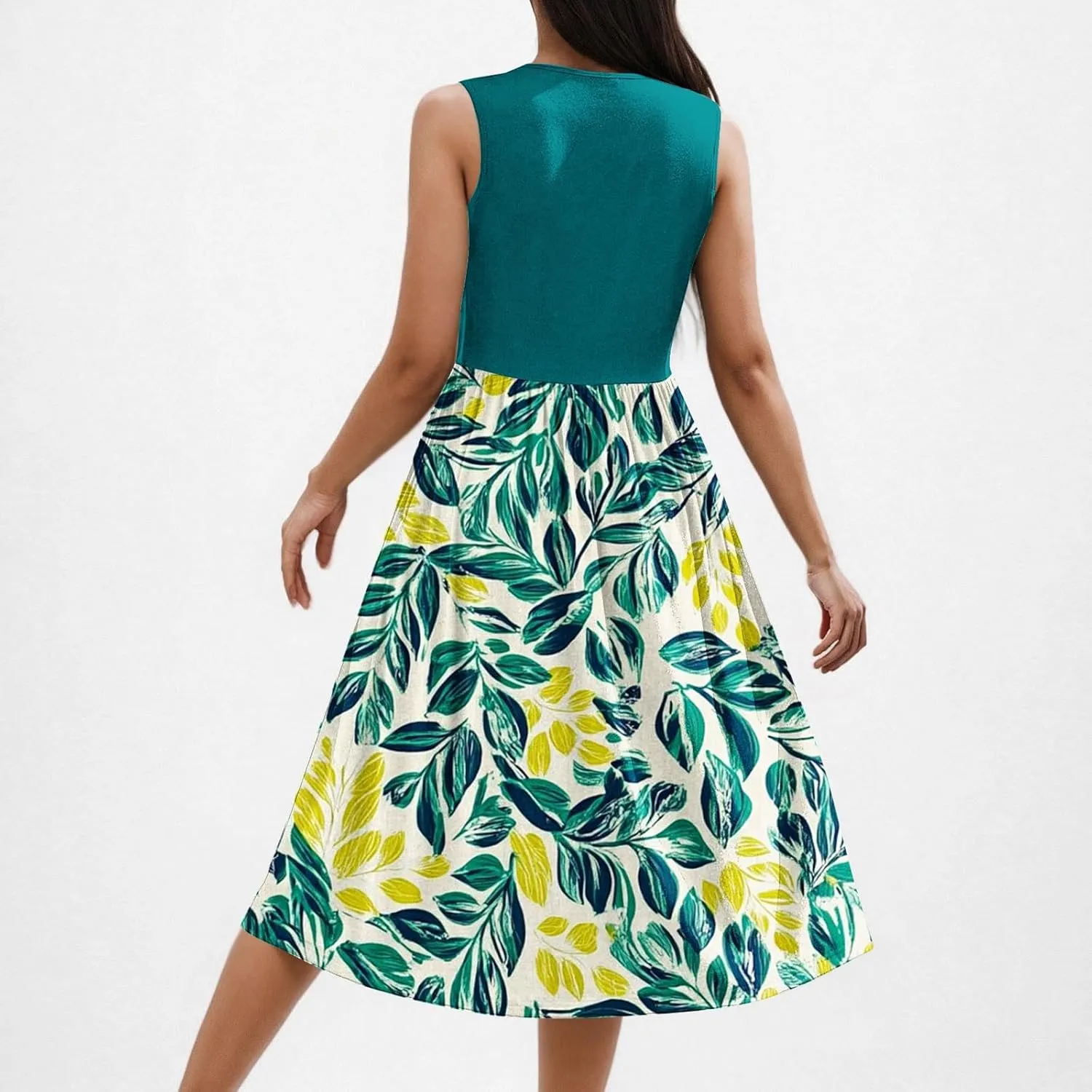 Maxi Dress for Women Sleeveless Vintage Floral Dress Spring Summer Dresses Beach Vacation Sundress Cruise Outfits