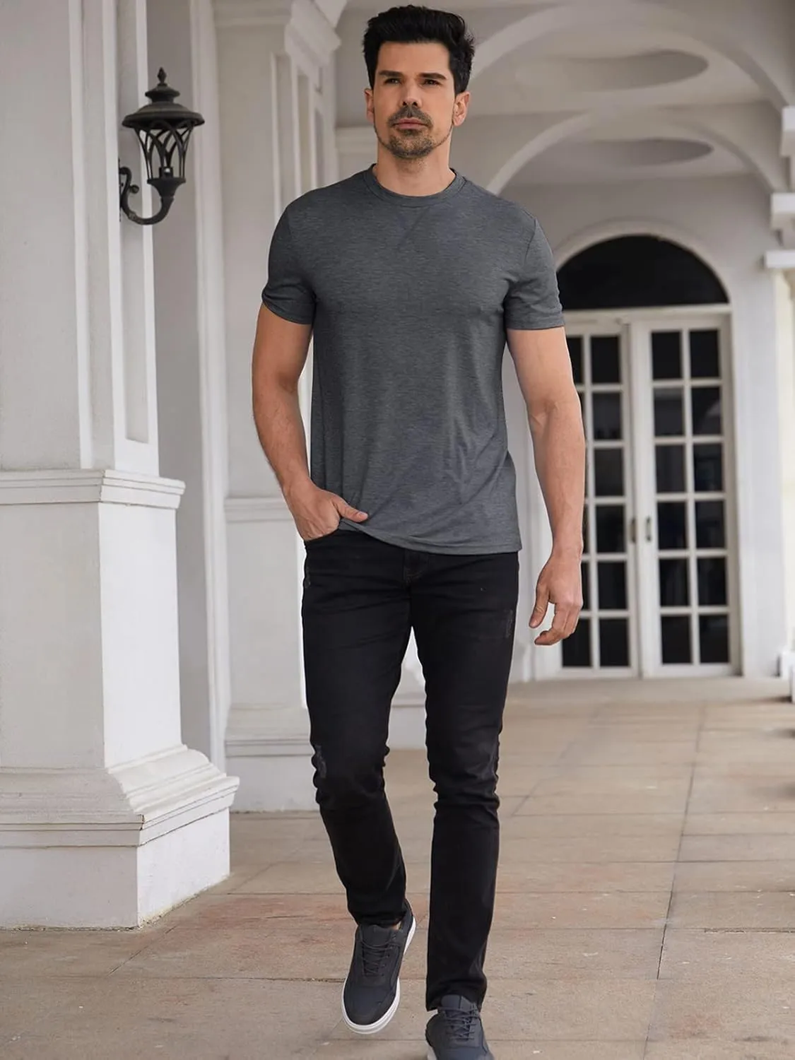 Men Soft T-Shirt Casual Short Sleeve Lightweight Basic Tee Shirts Big & Tall