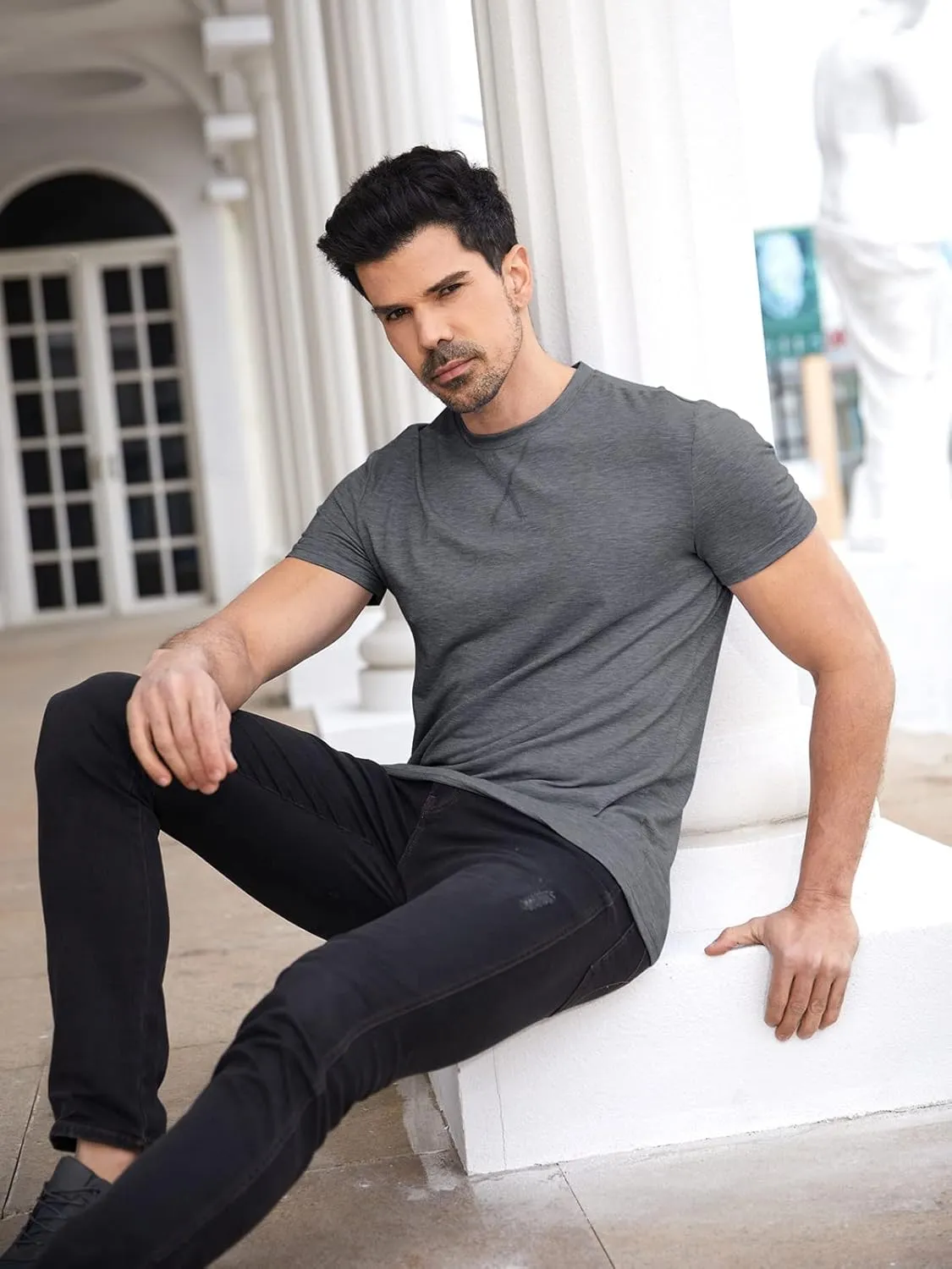 Men Soft T-Shirt Casual Short Sleeve Lightweight Basic Tee Shirts Big & Tall