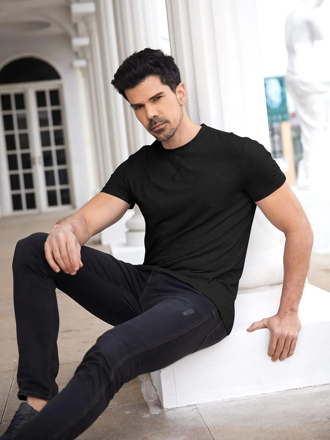 Men Soft T-Shirt Casual Short Sleeve Lightweight Basic Tee Shirts Big & Tall