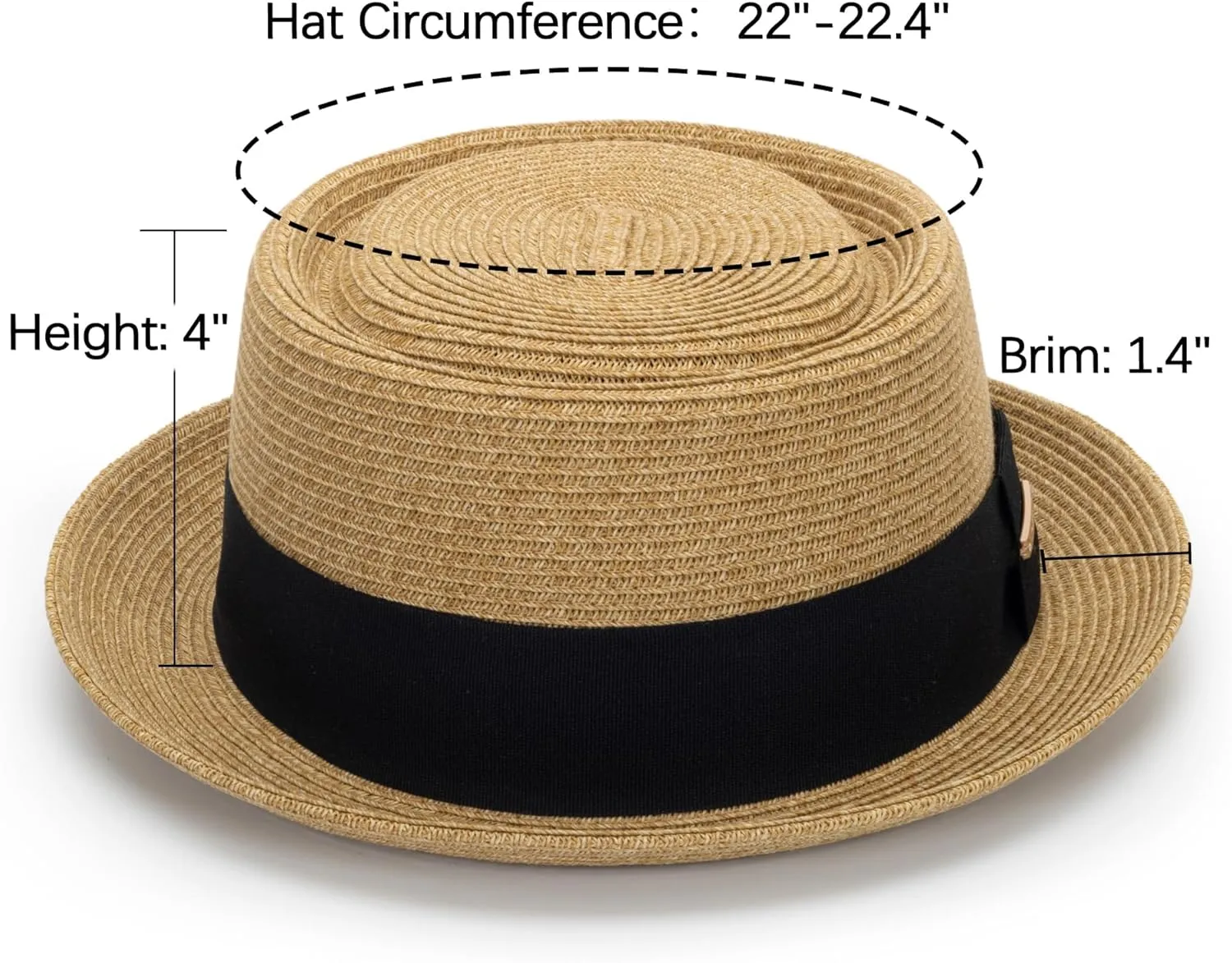 Men-Women-Summer-Straw-Pork Pie Hat - Classic-Short Brim-Boater Fedora-Sun Hat-UPF50  Beach-Hat