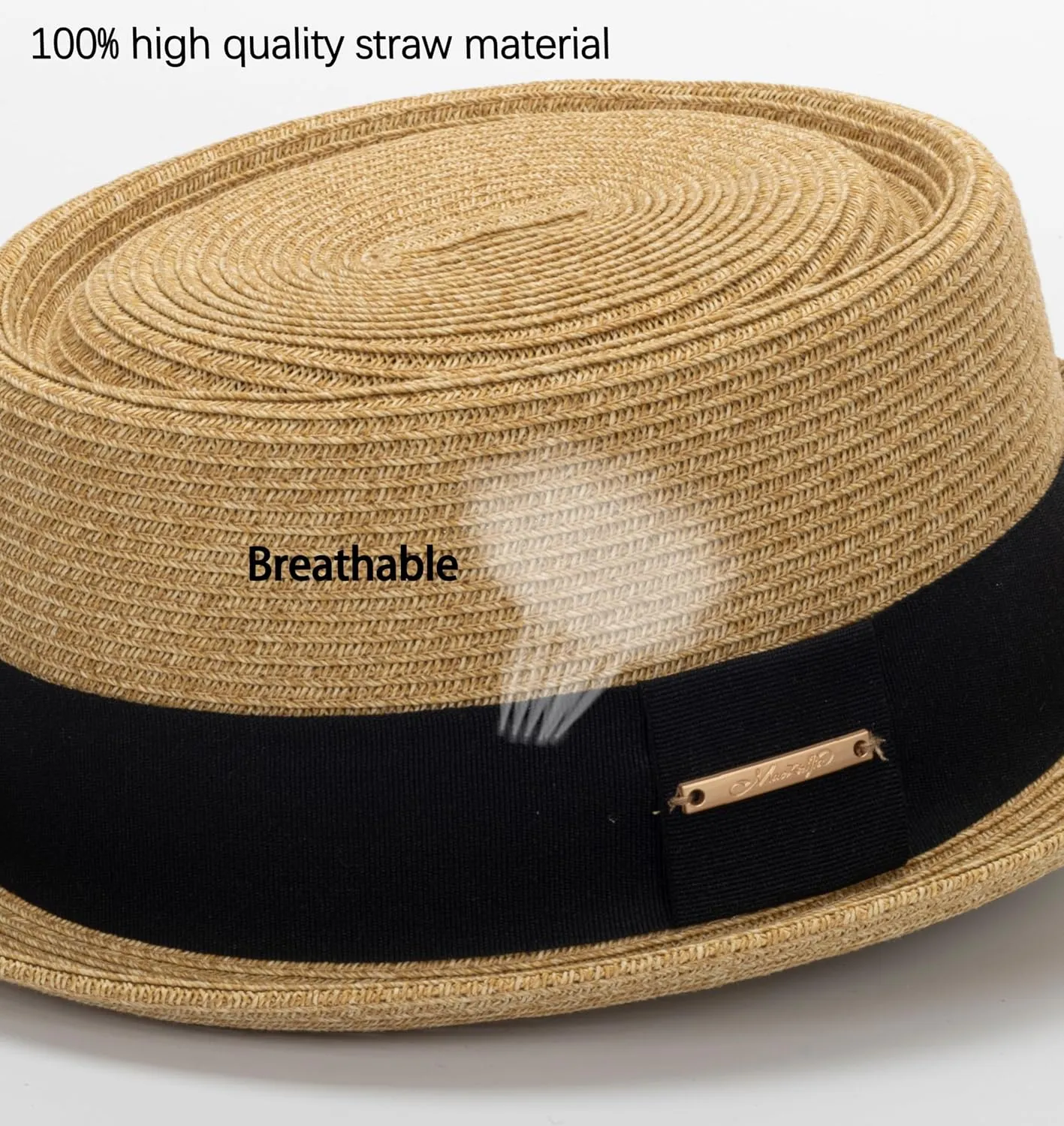 Men-Women-Summer-Straw-Pork Pie Hat - Classic-Short Brim-Boater Fedora-Sun Hat-UPF50  Beach-Hat