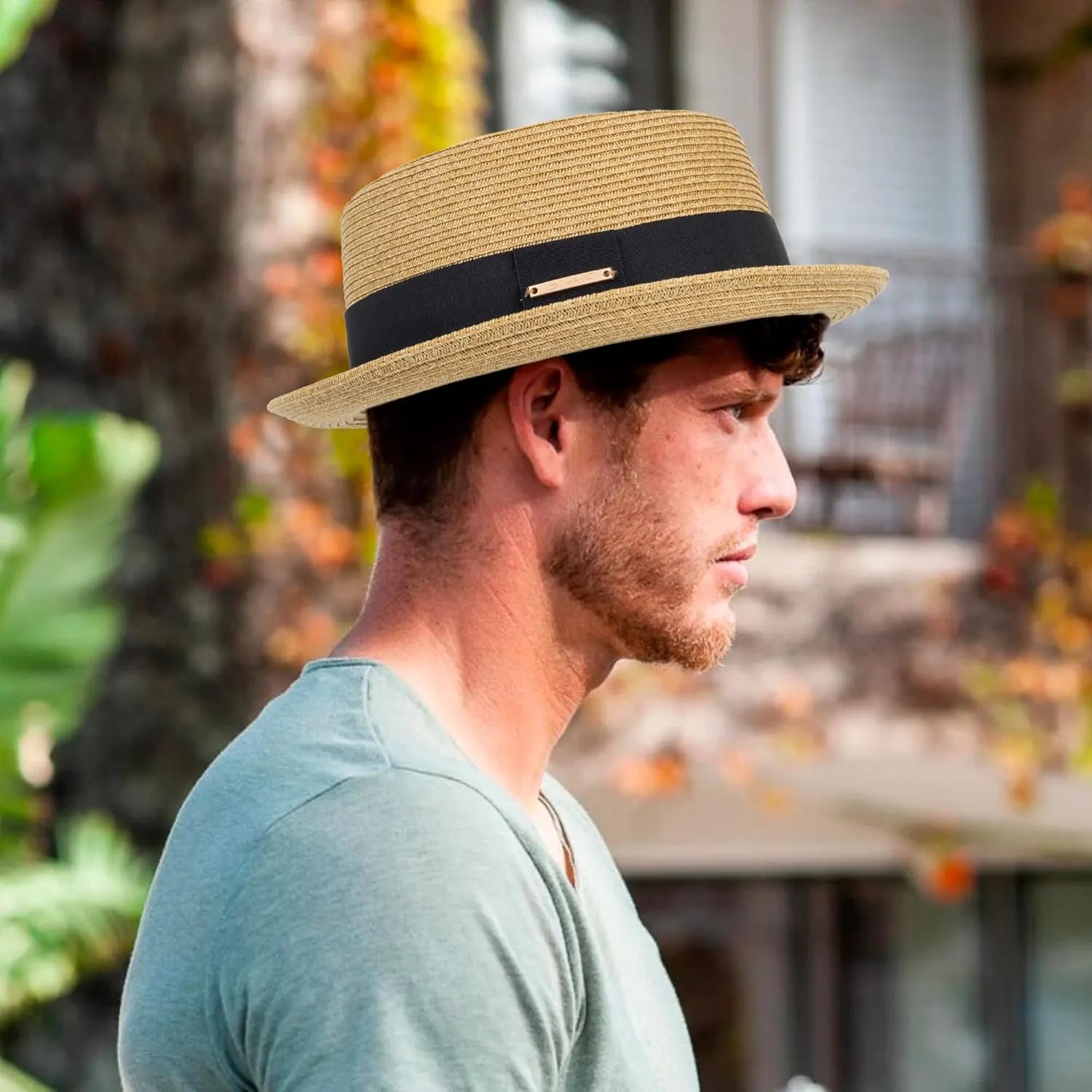 Men-Women-Summer-Straw-Pork Pie Hat - Classic-Short Brim-Boater Fedora-Sun Hat-UPF50  Beach-Hat