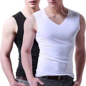 Men's 2 Pack Muscle Cut Off Gym Workout Stringer Tank Tops Quick Dry Soft Muscle Bodybuilding Fitness Cotton T-Shirt