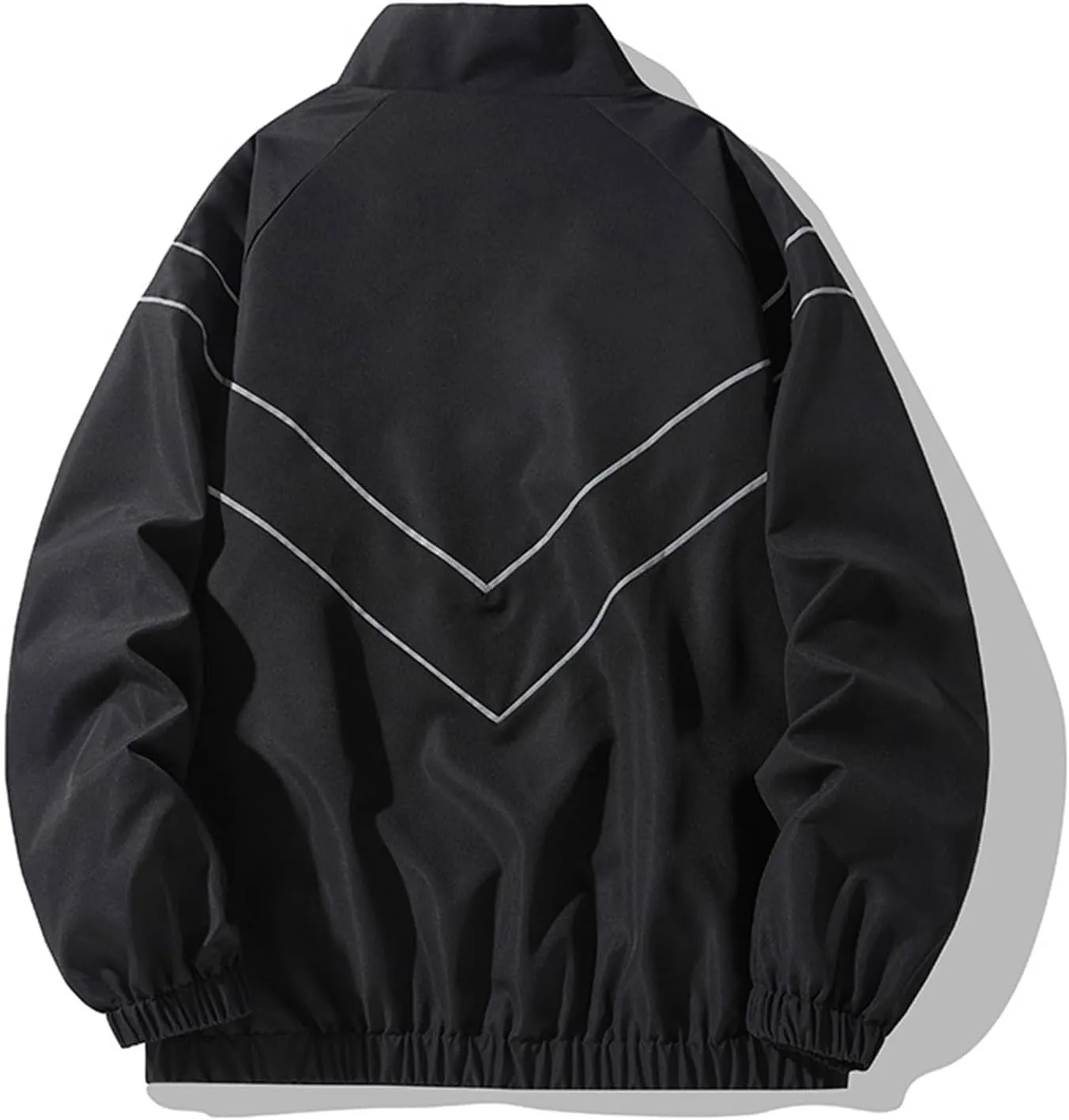 Mens Casual Zip Up Jacket Lightweight Color Block Stitching Coats Hoodless Windproof Breathable Bomber Jacket