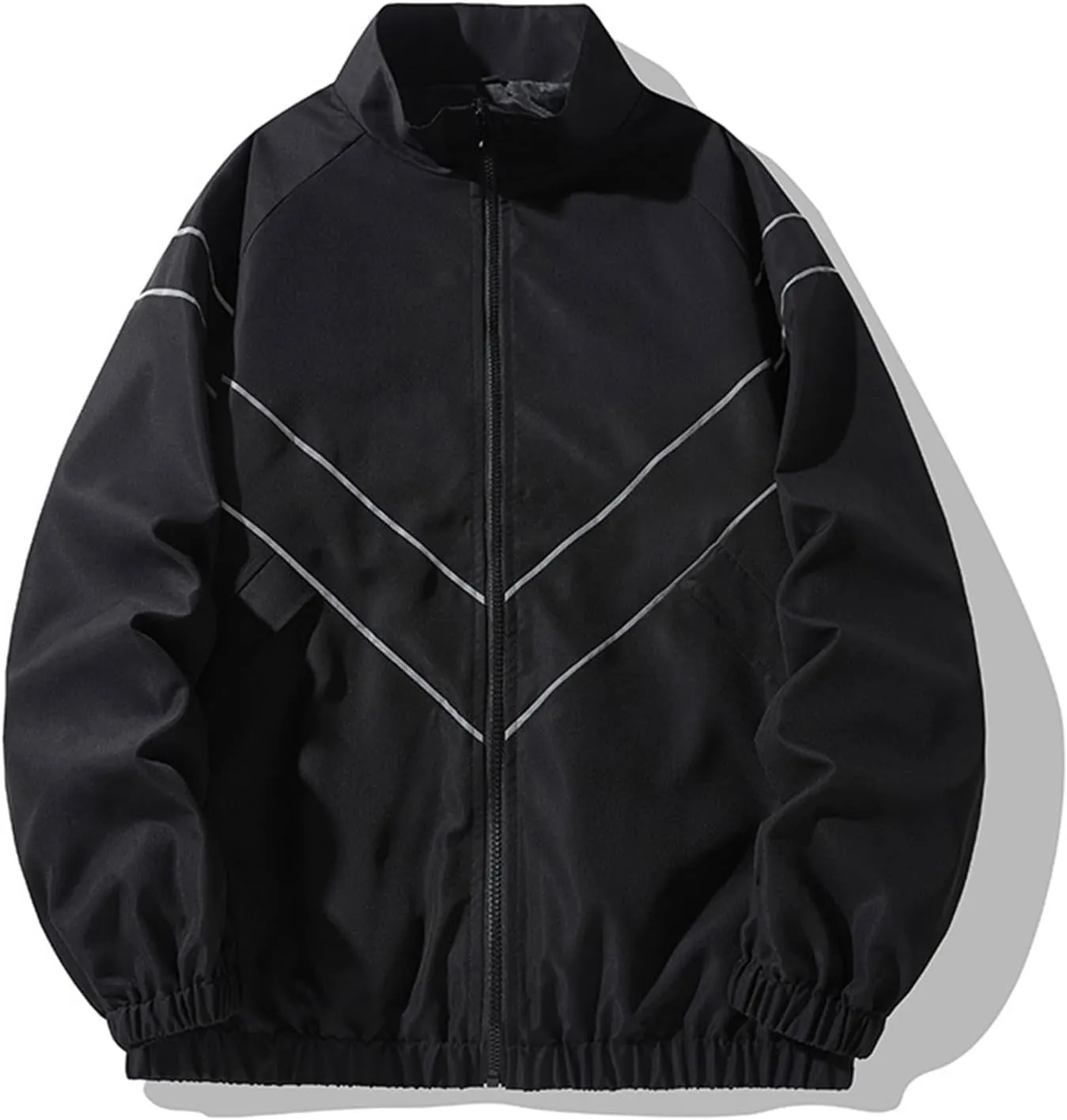 Mens Casual Zip Up Jacket Lightweight Color Block Stitching Coats Hoodless Windproof Breathable Bomber Jacket