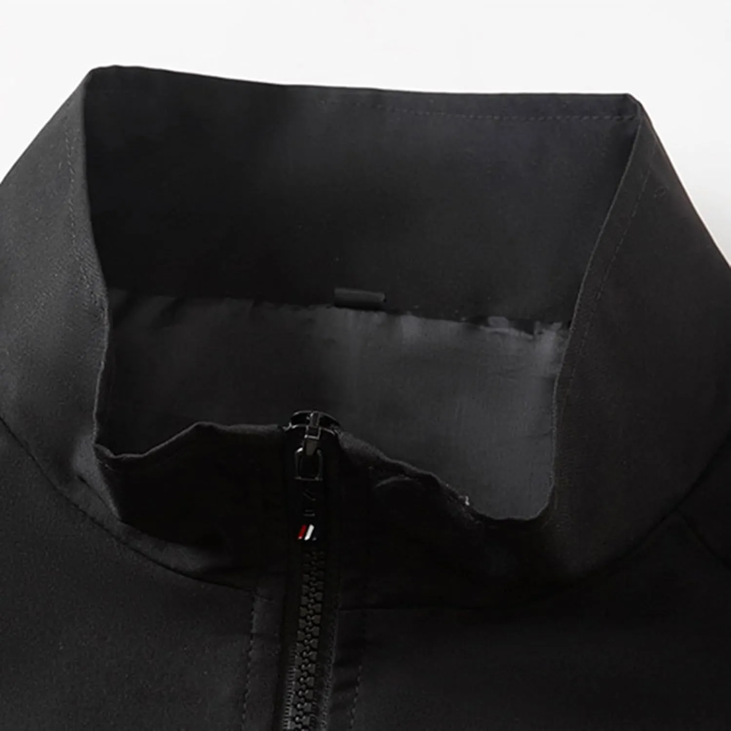 Mens Casual Zip Up Jacket Lightweight Color Block Stitching Coats Hoodless Windproof Breathable Bomber Jacket
