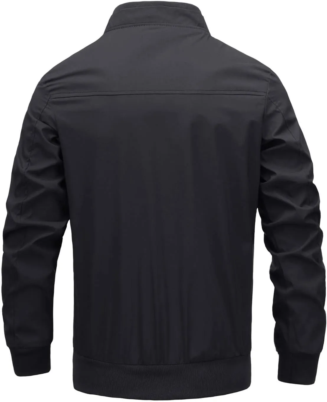 Mens Casual Zip Up Sport Coat Lightweight Bomber Jacket, Long Sleeve, Windbreaker Function & Pocket