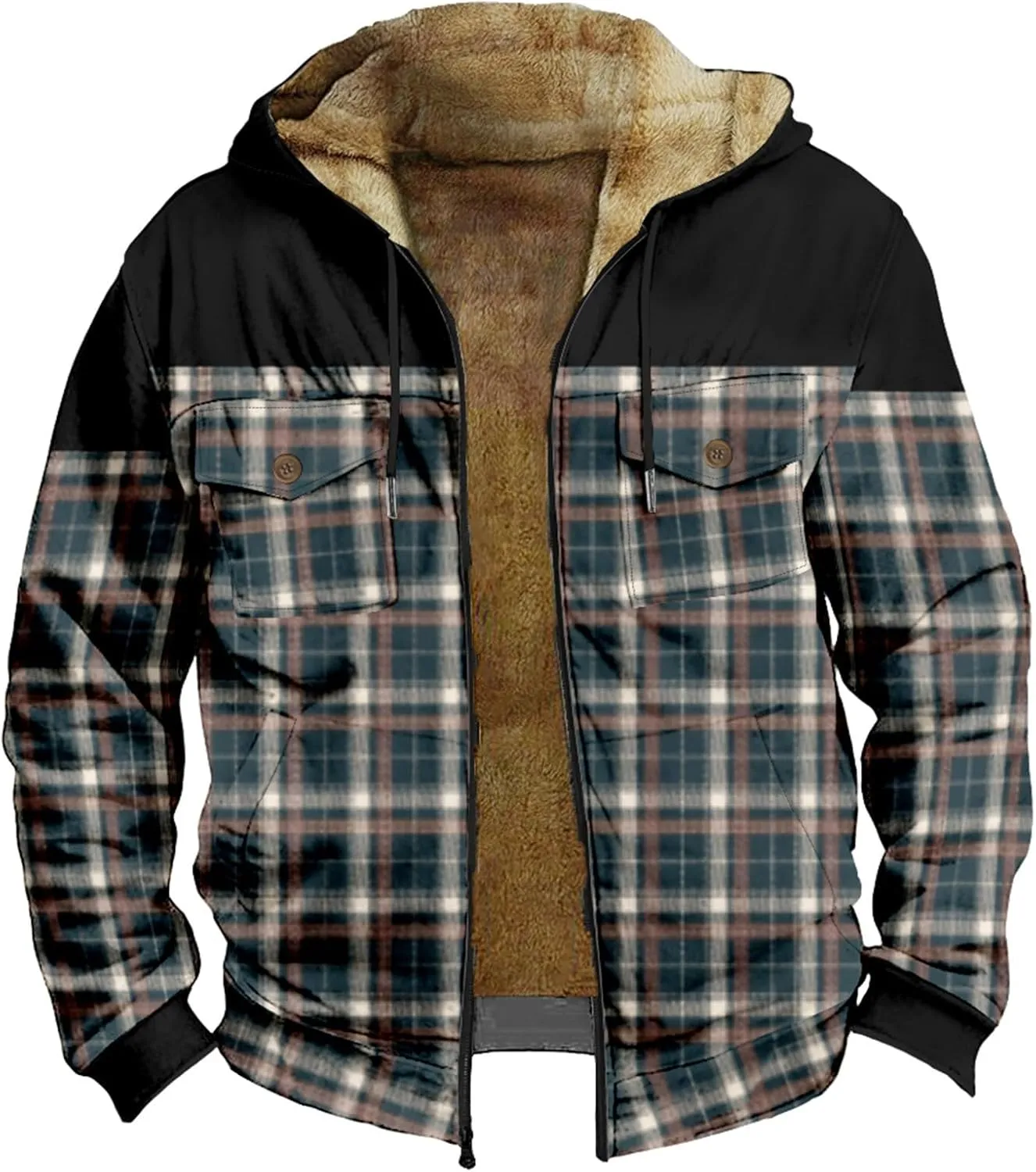 Mens Coat For Prints Padded Trendy Hoodies Thickened Zip Up Graphic Vintage Winter Jackets