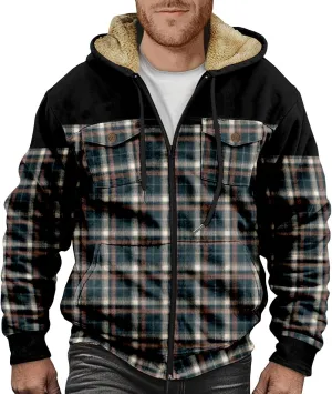 Mens Coat For Prints Padded Trendy Hoodies Thickened Zip Up Graphic Vintage Winter Jackets