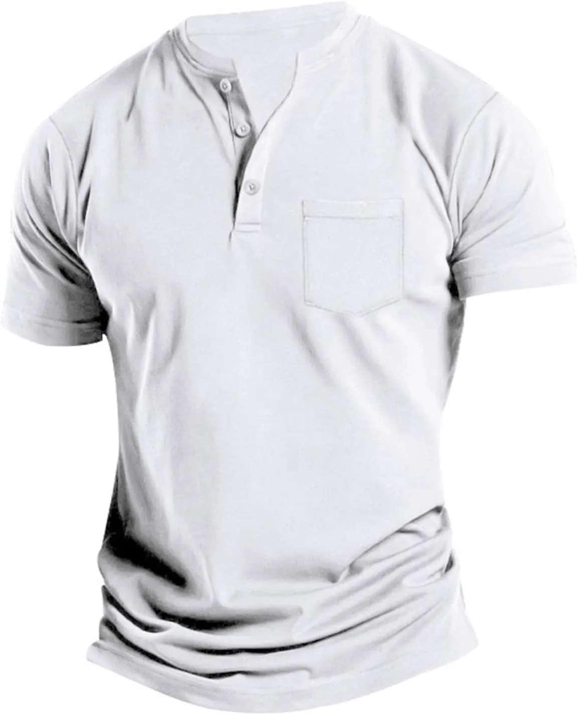 Mens Cotton Henley T-Shirts Casual Slim Fit Short Sleeve Button Fashion Basic Tees Work Shirts Regular Fit Tops 2025 Summer