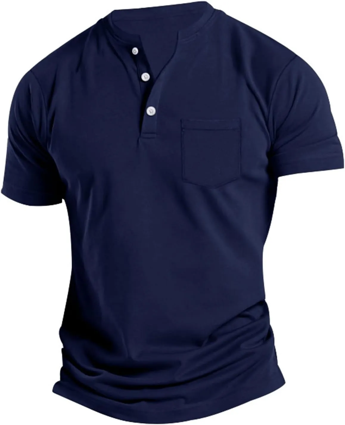 Mens Cotton Henley T-Shirts Casual Slim Fit Short Sleeve Button Fashion Basic Tees Work Shirts Regular Fit Tops 2025 Summer
