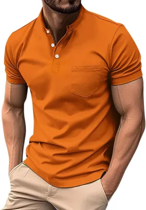 Mens Cotton Henley T-Shirts Casual Slim Fit Short Sleeve Button Fashion Basic Tees Work Shirts Regular Fit Tops 2025 Summer