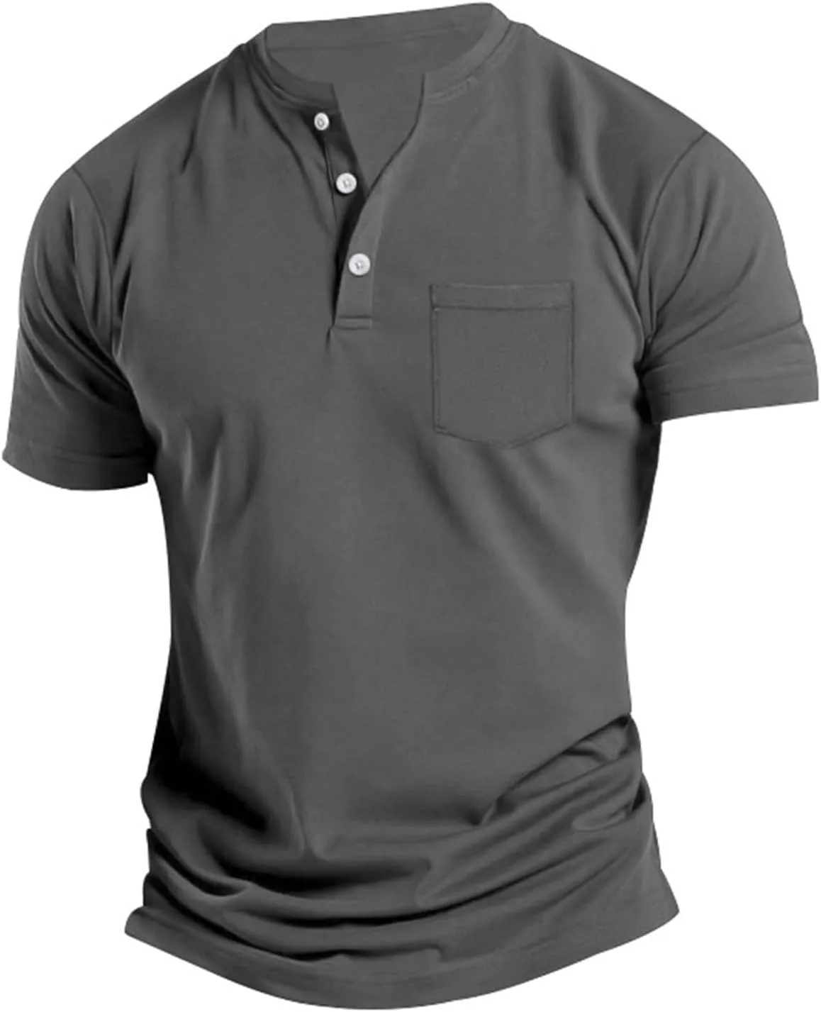 Mens Cotton Henley T-Shirts Casual Slim Fit Short Sleeve Button Fashion Basic Tees Work Shirts Regular Fit Tops 2025 Summer