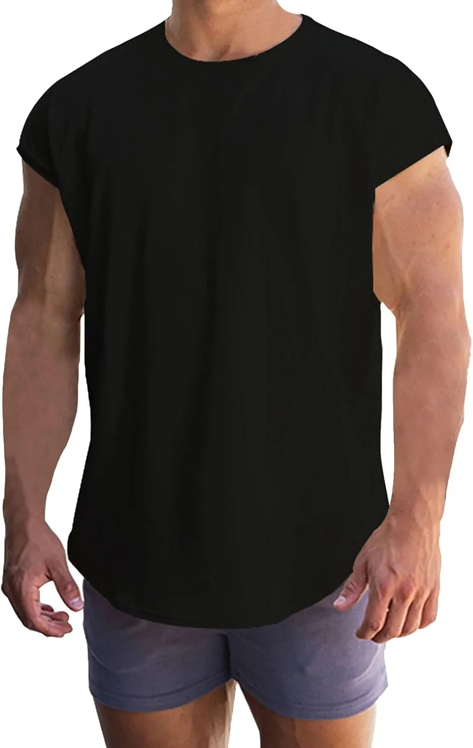 Men's Cut Off Workout Tank Tops Big and Tall Casual Soft Cap Sleeve Sleeveless Gym Muscle Shirts Regular Fit