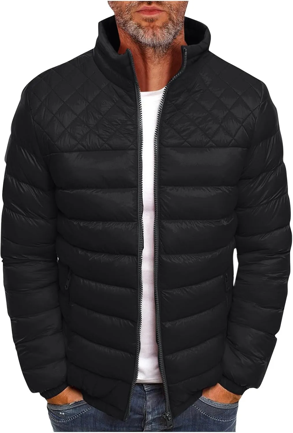Men'S Down Jackets & Coats Zip Up With Hood Heated Plain Winter Jackets Thick Thermal Windproof Outwear