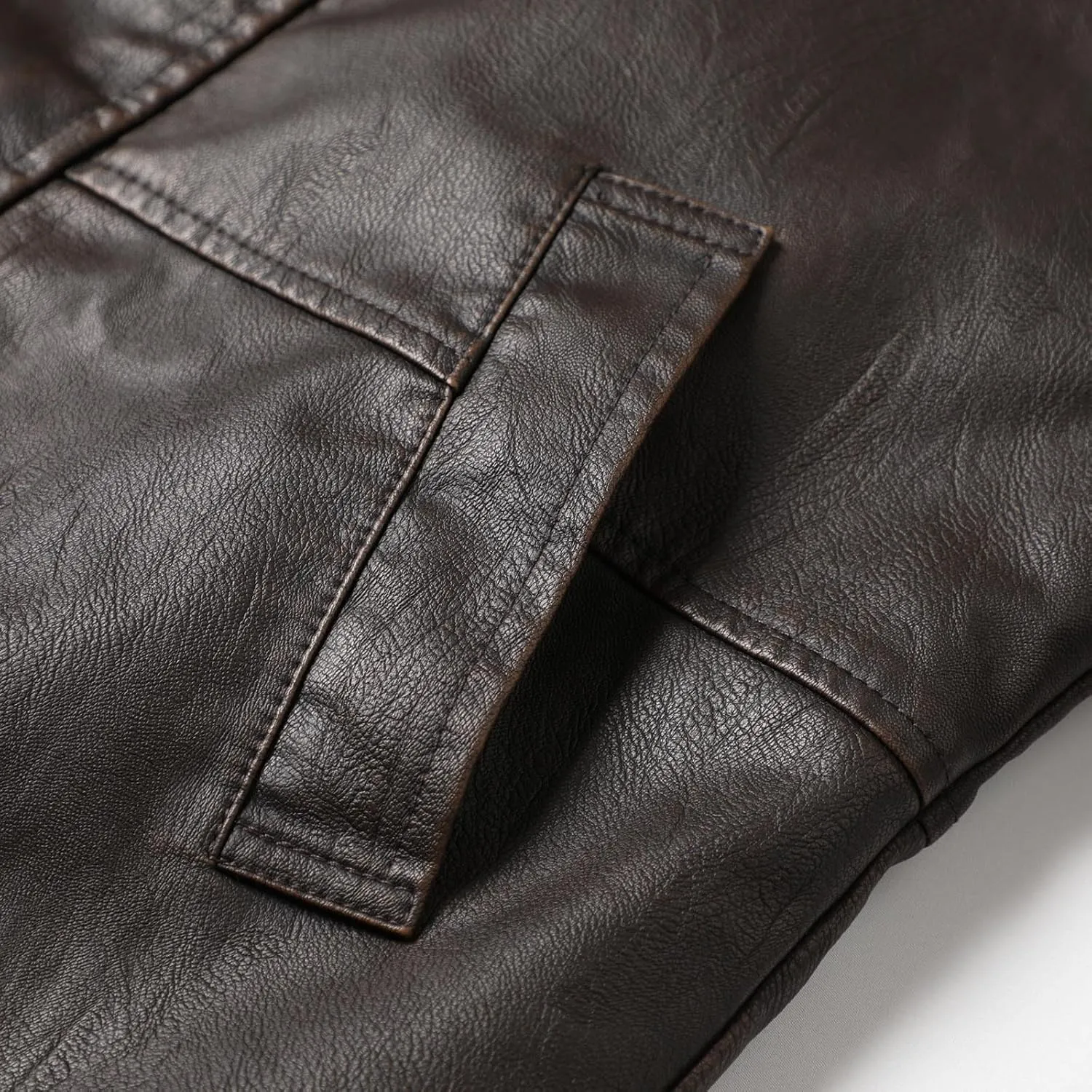 Mens Faux Leather Sherpa Lined Jacket Winter Warm Trench Coats Heavyweight Fleece Motorcycle Bike Jacket