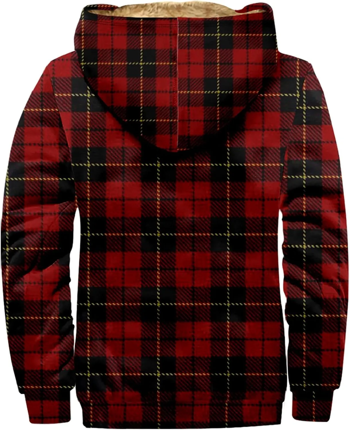 Men's Fleece Heavyweight Full Zip Men's Winter Wool Short Jacket Work Daily Outwear Casual Jacket Plaid Button Up