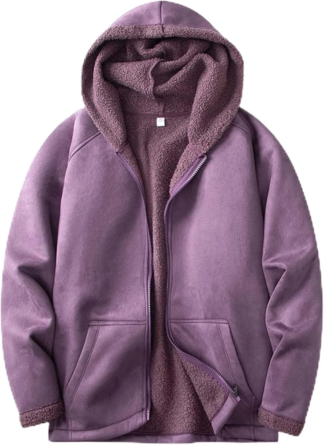 Men's Full Zip Hoodies Solid Color Drawstring Hooded Sweatshirts Casual Sports Pullover with Pocket Winter Warm Coat