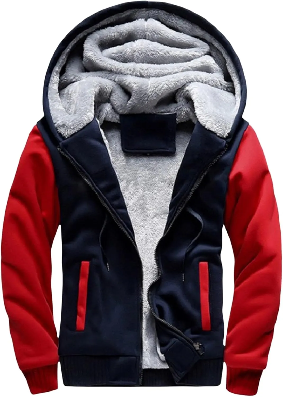 Mens Heavyweight Winter Hoodie Jacket Fleece Sherpa Lined Full Zip Up for Outdoor
