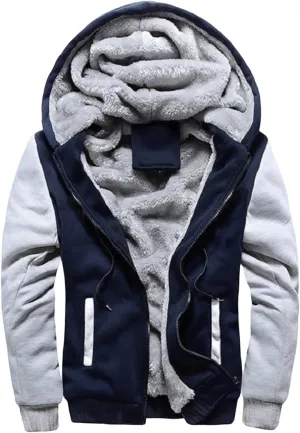 Mens Heavyweight Winter Hoodie Jacket Fleece Sherpa Lined Full Zip Up for Outdoor