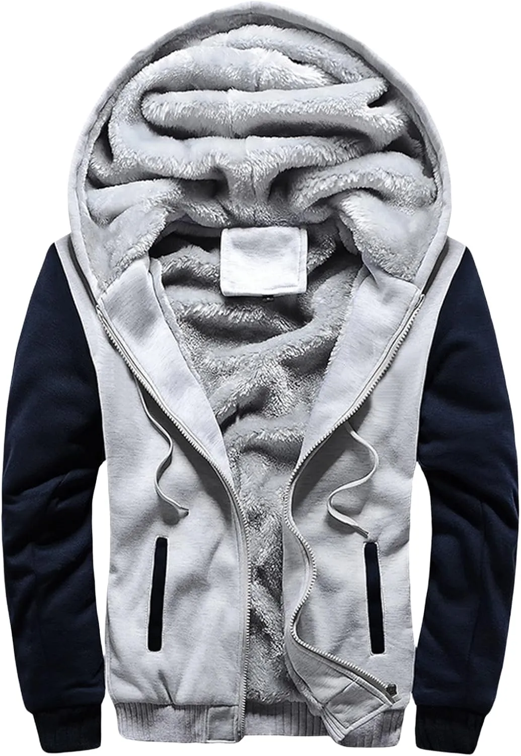 Mens Heavyweight Winter Hoodie Jacket Fleece Sherpa Lined Full Zip Up for Outdoor