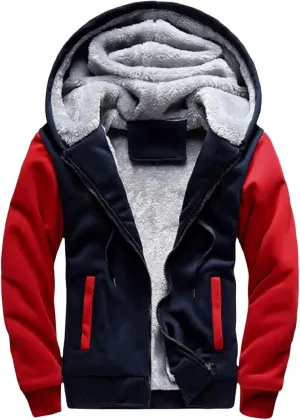 Mens Heavyweight Winter Hoodie Jacket Fleece Sherpa Lined Full Zip Up for Outdoor