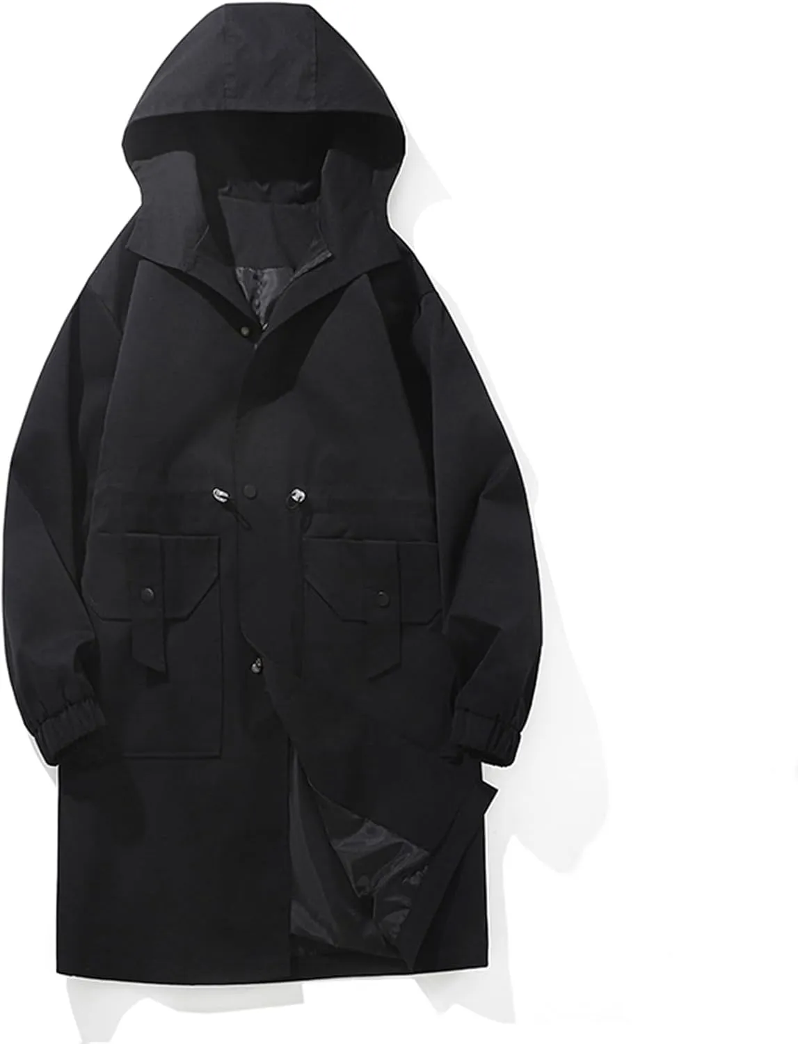 Men's Loose Fit Utility Coat Workwear Long Sleeved Hooded Jacket Waterproof Winter Jacket with Multiple Pockets