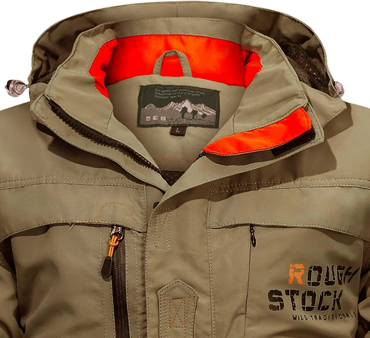 Men's Military Style Jacket Utility Hooded Lightweight Mid-Long Bomber Work Jackets Casual Outwear with Multi Pockets