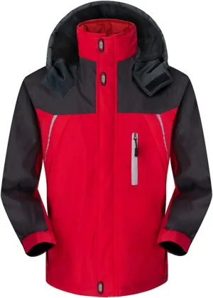 Men's Mountain Waterproof Ski Jacket Winter Windbreaker Warm Hooded Raincoat Jackets Outdoor Casual Soft Shell Coats