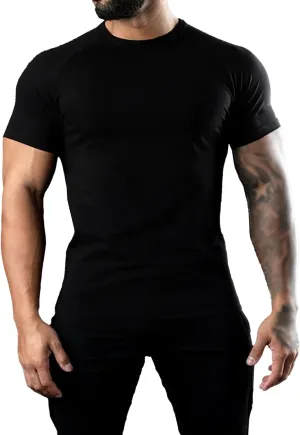Men's Muscle Workout Cotton T-Shirts Lightweight Moisture-Wicking Short Sleeve Tees Summer Basic Pullover Tops