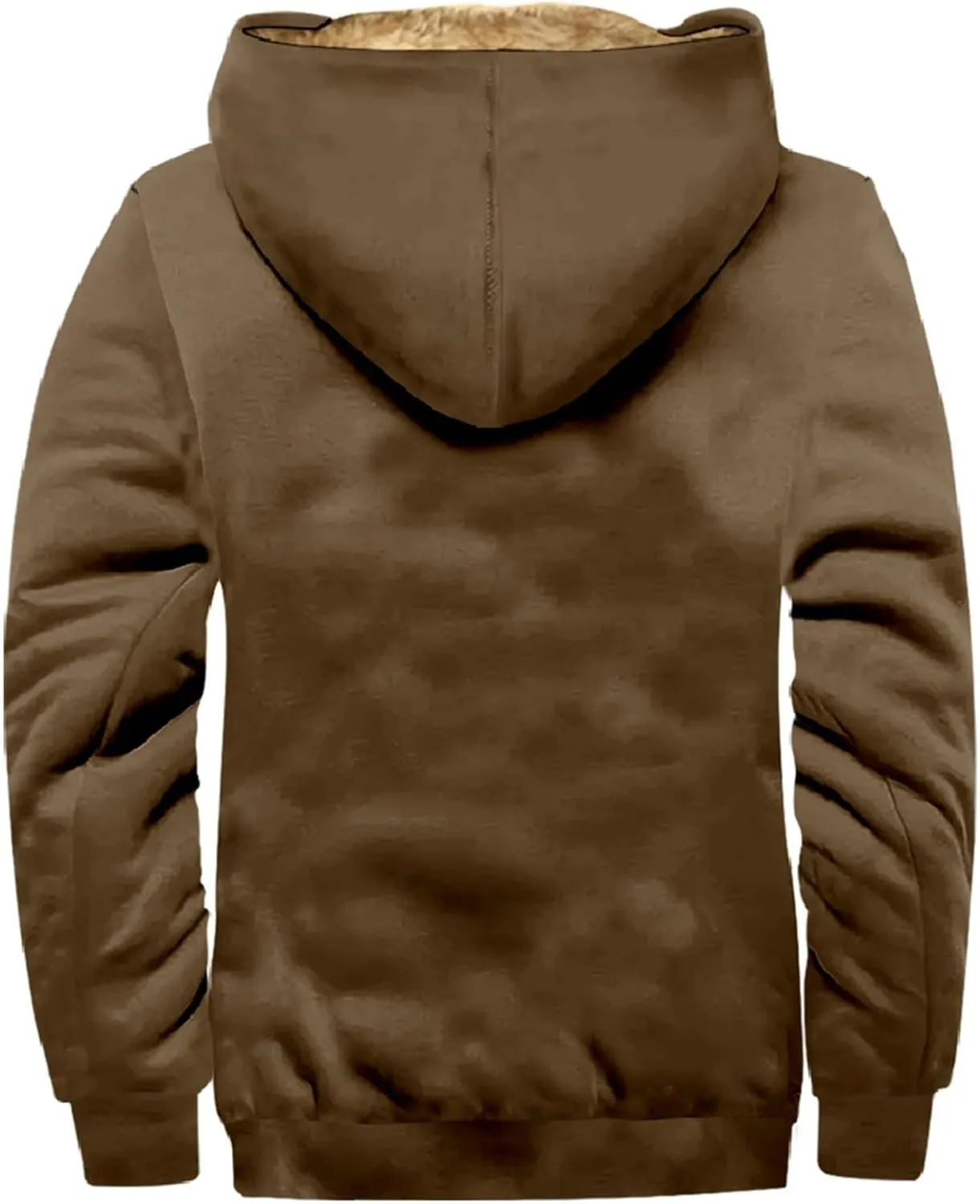 Men's Oversized Sherpa Lined Hoodies Thicken Fleece Drawstring Zip Up Hooded Jackets Sweatshirt Warm Soft Winter Coat