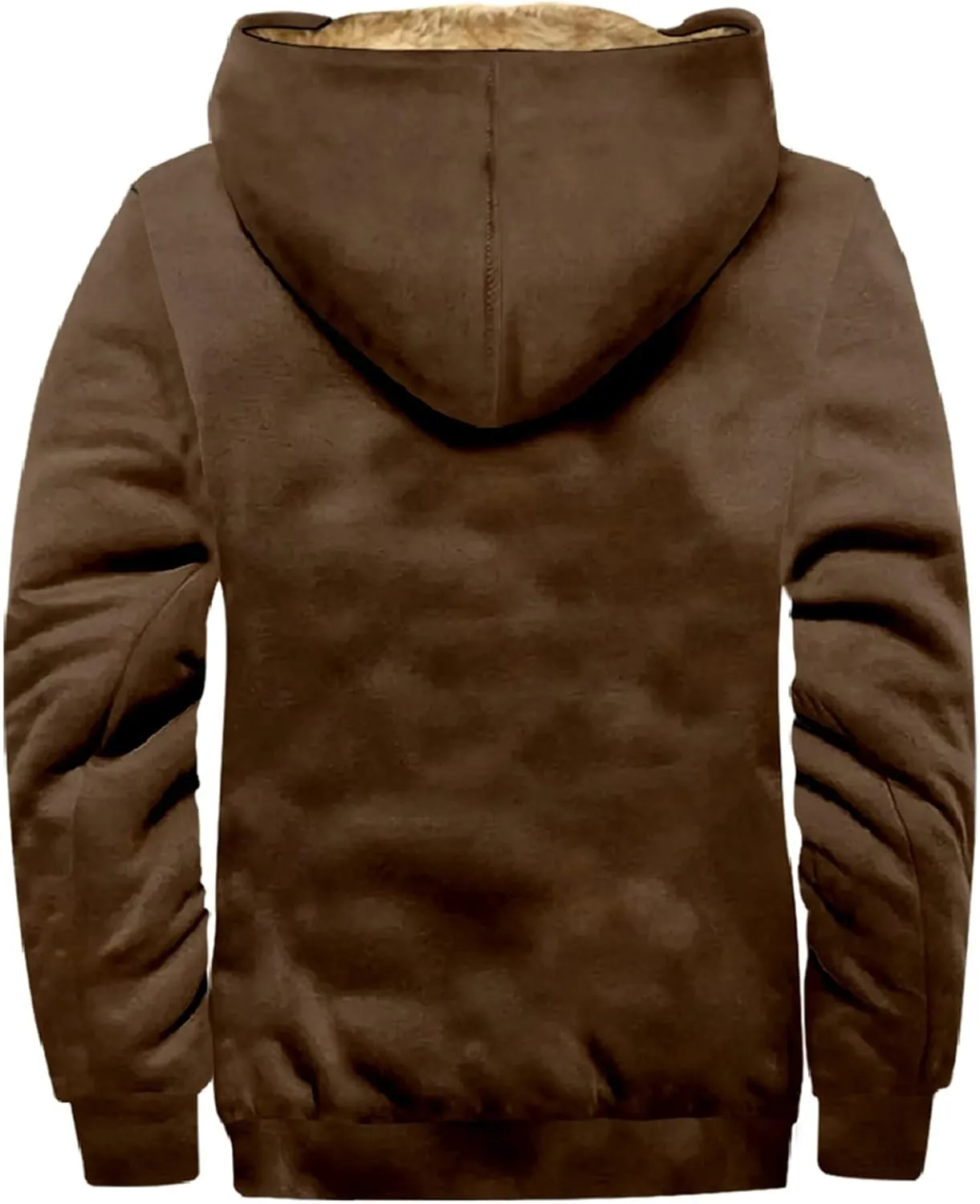 Men's Oversized Sherpa Lined Hoodies Thicken Fleece Drawstring Zip Up Hooded Jackets Sweatshirt Warm Soft Winter Coat