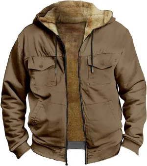 Men's Oversized Sherpa Lined Hoodies Thicken Fleece Drawstring Zip Up Hooded Jackets Sweatshirt Warm Soft Winter Coat