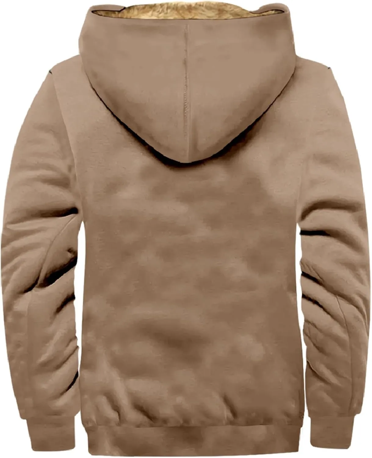Men's Oversized Sherpa Lined Hoodies Thicken Fleece Drawstring Zip Up Hooded Jackets Sweatshirt Warm Soft Winter Coat