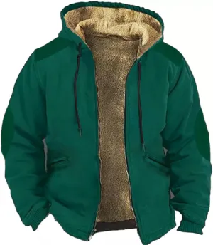 Men's Puffer Jacket Lightweight Warm Hooded Brown Zipper Personalized Patch Casual Fleece Lined Jackets for Men