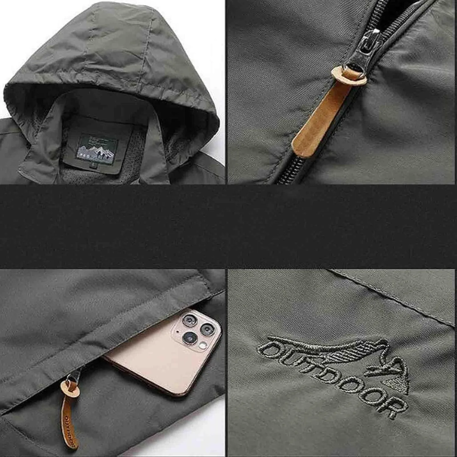 Men's Tactical Hooded Jacket Performance Water Resistant Windbreaker Soft Shell Winter Coat for Hiking Cycling Travel