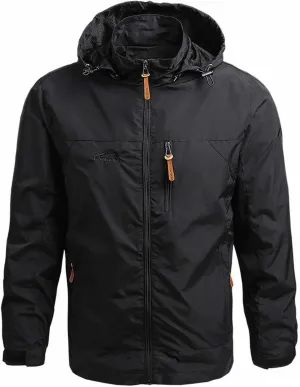 Men's Tactical Hooded Jacket Performance Water Resistant Windbreaker Soft Shell Winter Coat for Hiking Cycling Travel