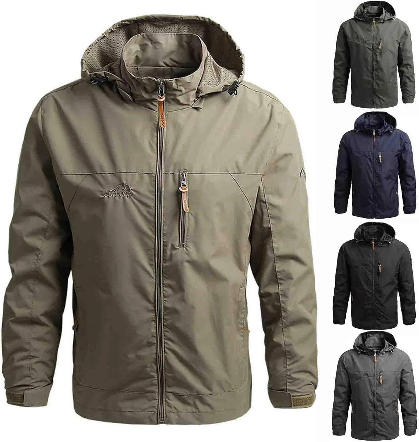 Men's Tactical Hooded Jacket Performance Water Resistant Windbreaker Soft Shell Winter Coat for Hiking Cycling Travel
