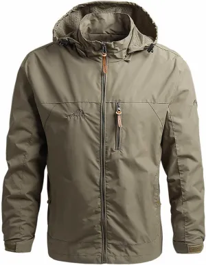 Men's Tactical Hooded Jacket Performance Water Resistant Windbreaker Soft Shell Winter Coat for Hiking Cycling Travel